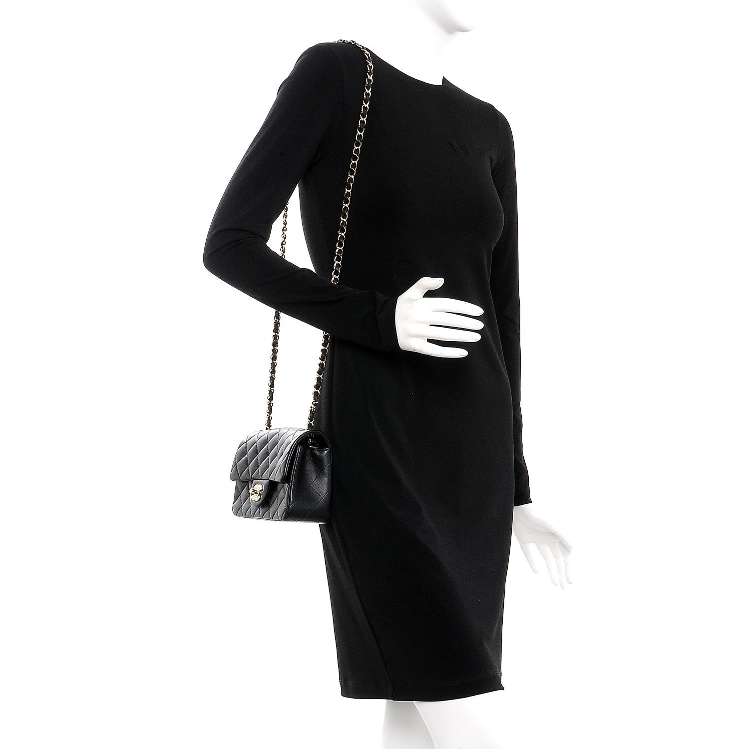 Chanel Lambskin Quilted Mini Rectangular Flap Black 2 of 8