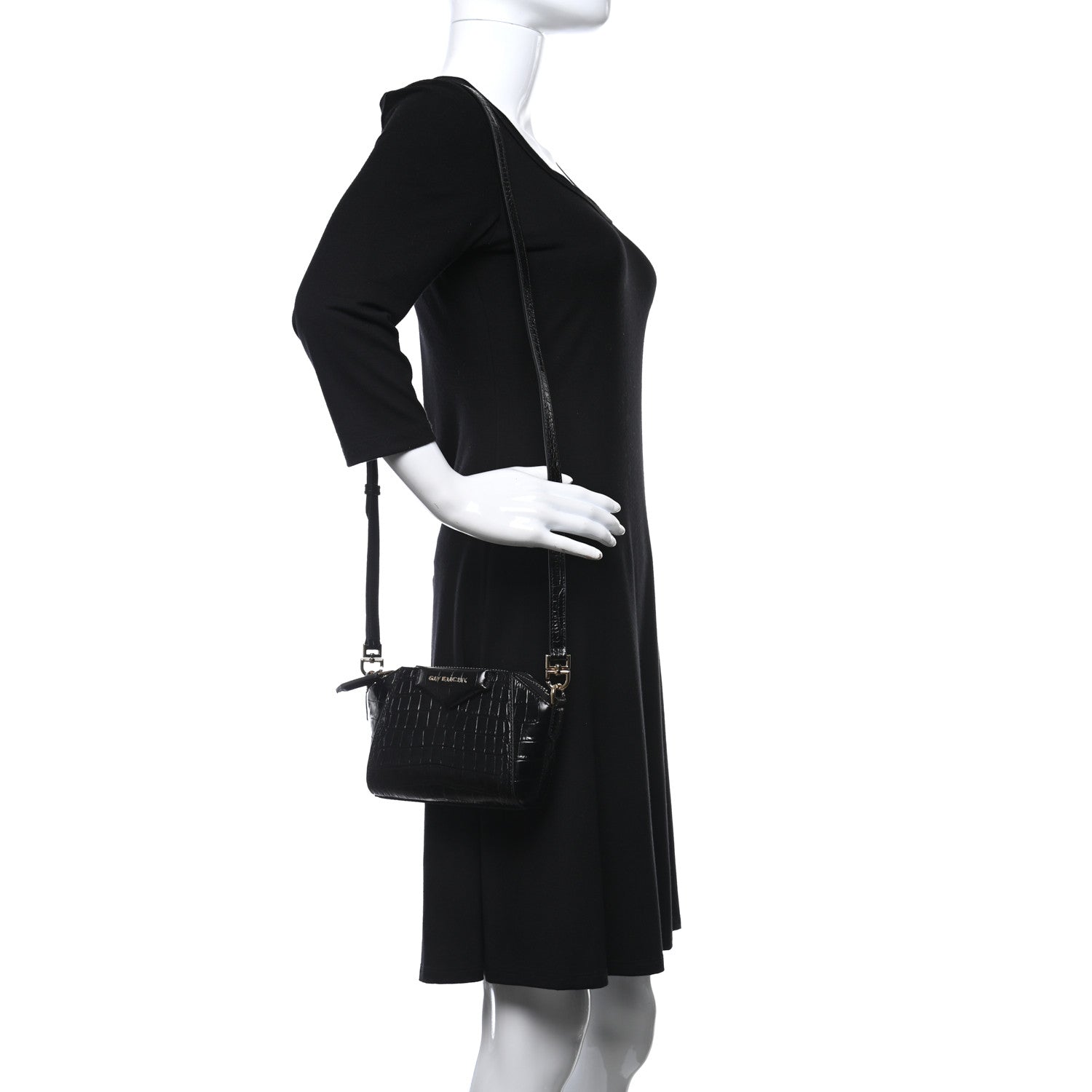 Givenchy Calfskin Crocodile Embossed Nano Antigona Black 2 of 9