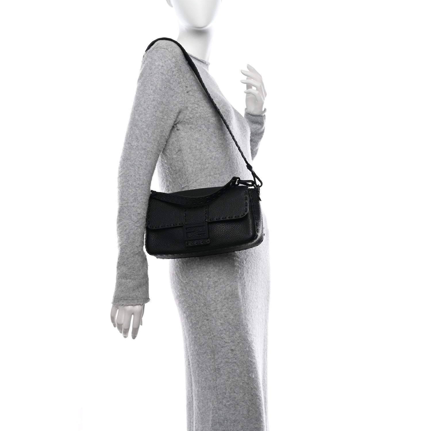 Fendi Cuoio Romano Selleria Baguette Black 2 of 11