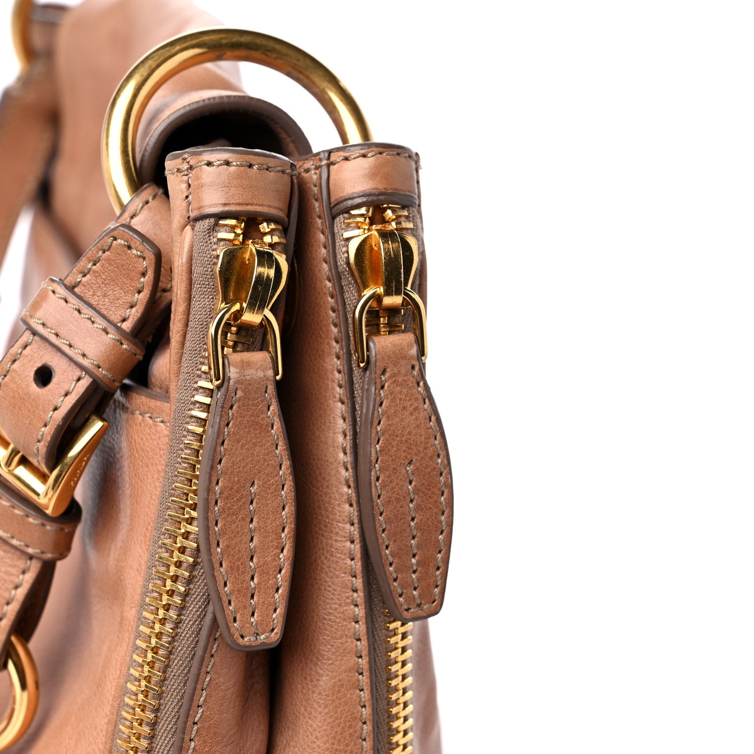 Prada Glace Calf Zippers Shoulder Bag Naturale 17 of 17