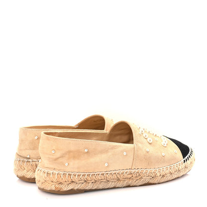 Chanel Suede Pearl CC Espadrilles 37 Beige Black 8 of 12