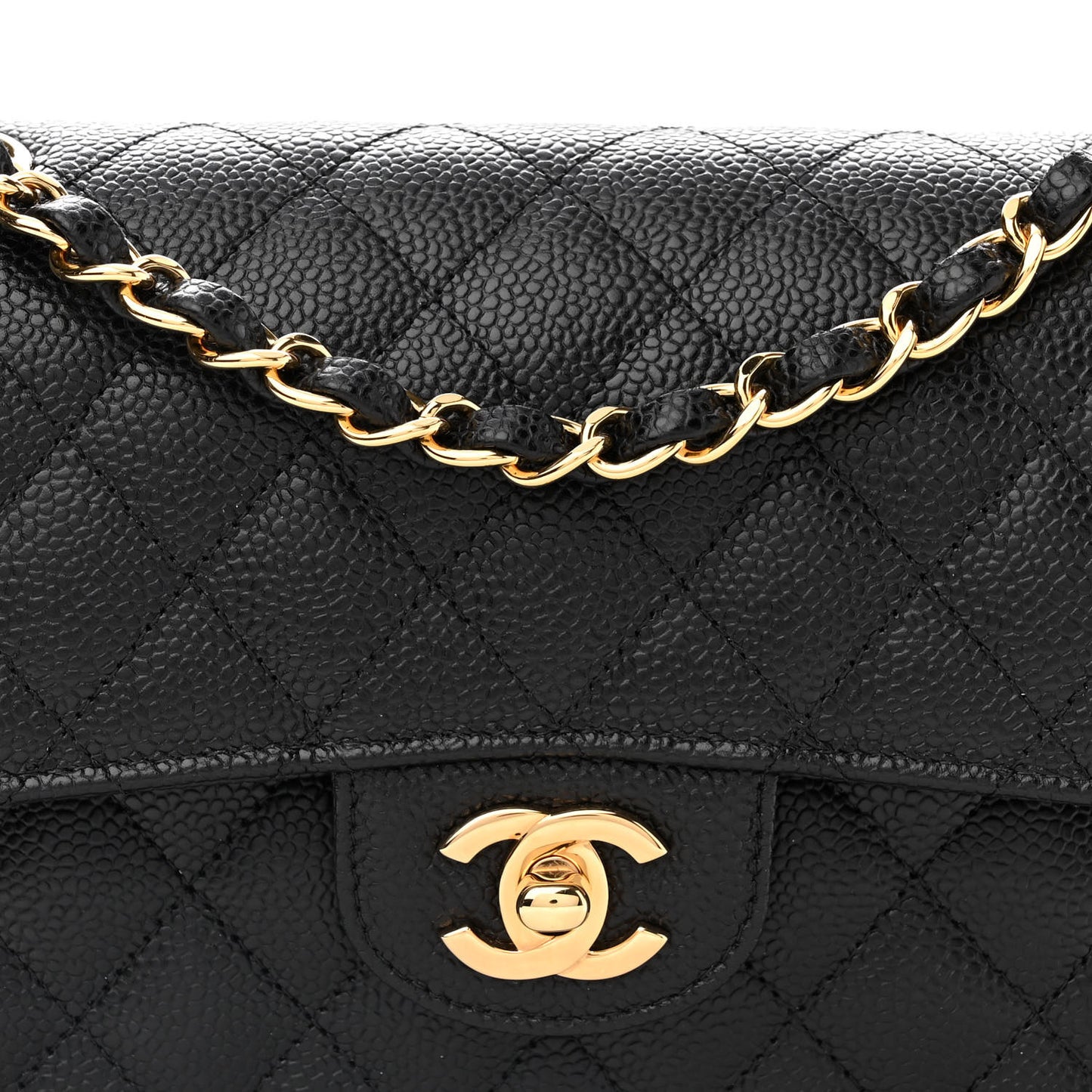Caviar Quilted Small Double Flap Black