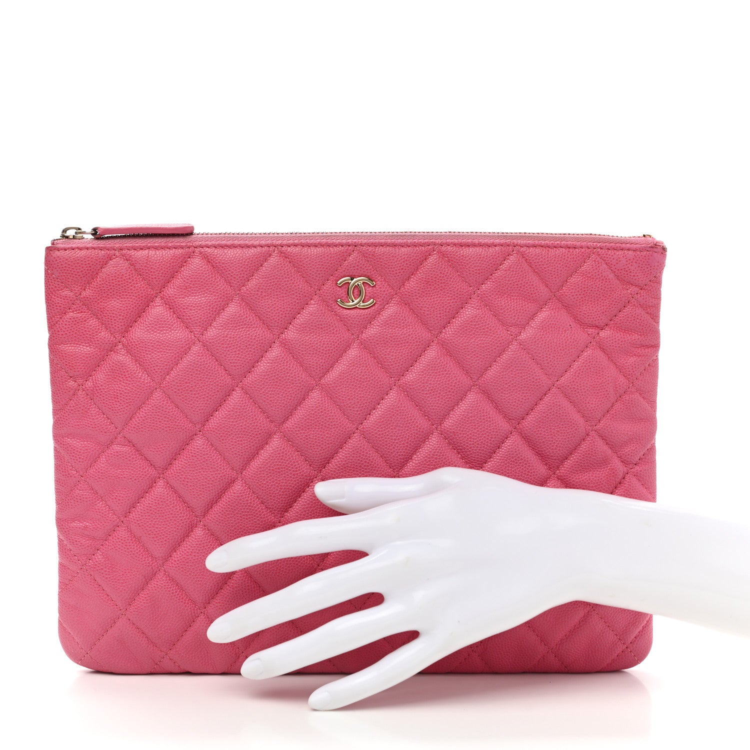 Chanel Caviar Quilted Medium Cosmetic Case Pink 2 of 15