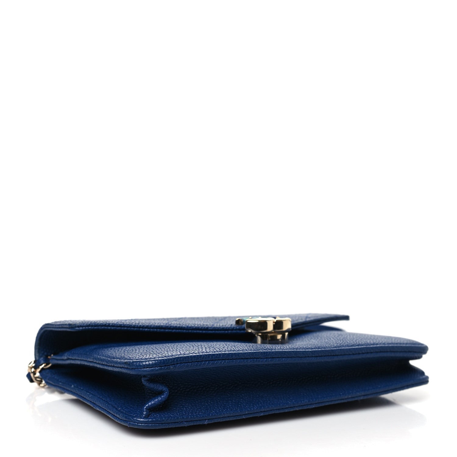 Chanel Grained Calfskin Quilted Cuba Wallet On Chain WOC Blue 4 of 7