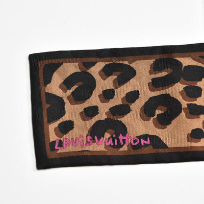 Louis Vuitton Silk Leopard Bandeau Scarf Marron 3 of 5
