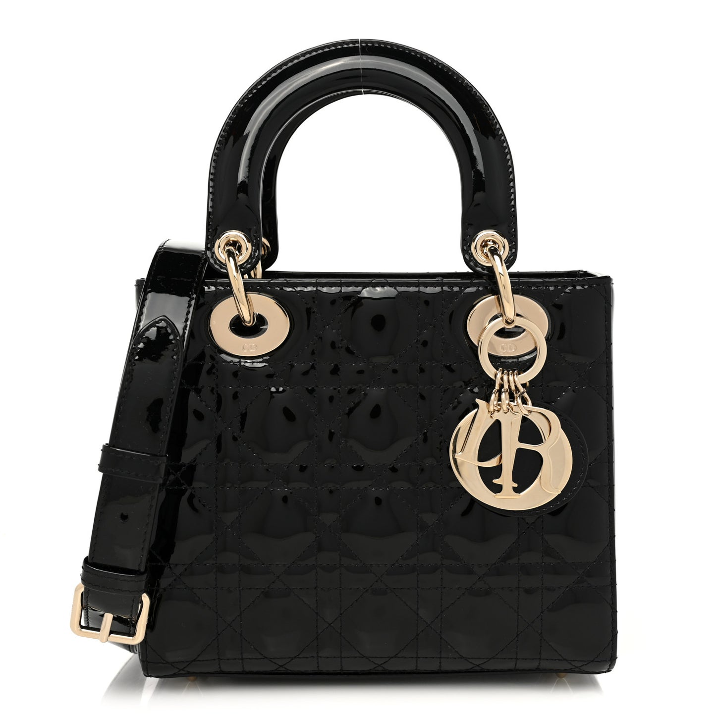 Patent Cannage Small Lady Dior Black