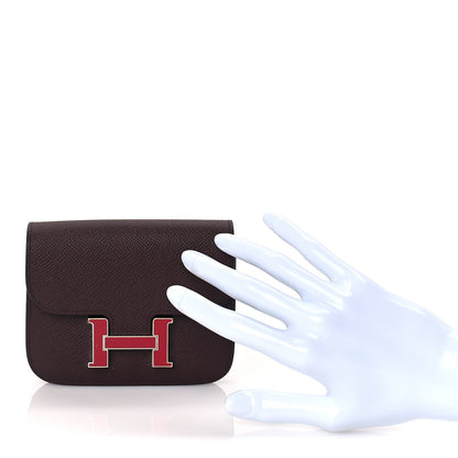 Hermes Epsom Enamel Constance Slim Wallet  Rouge Sellier Framboise 4 of 7