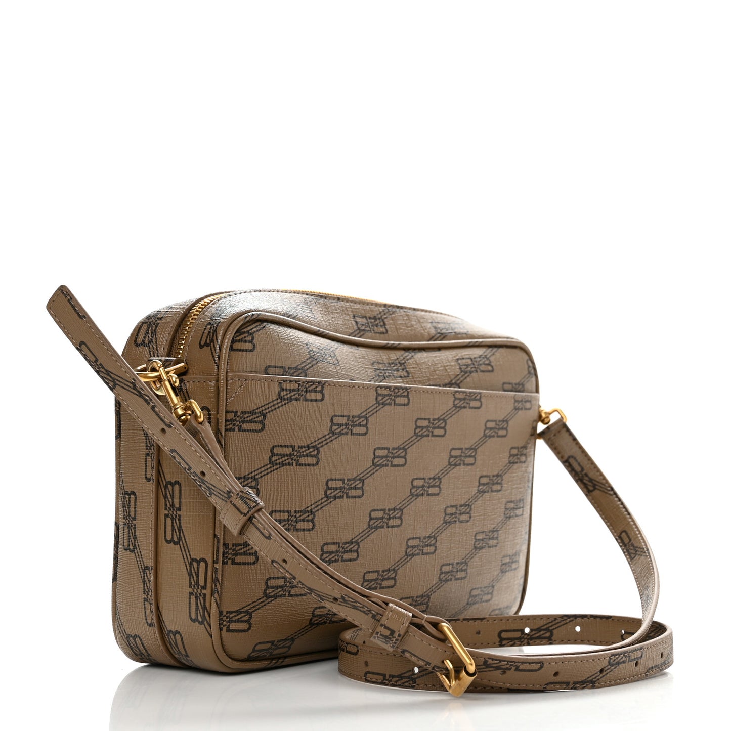 Coated Canvas BB Monogram Medium Signature Camera Bag Beige Brown