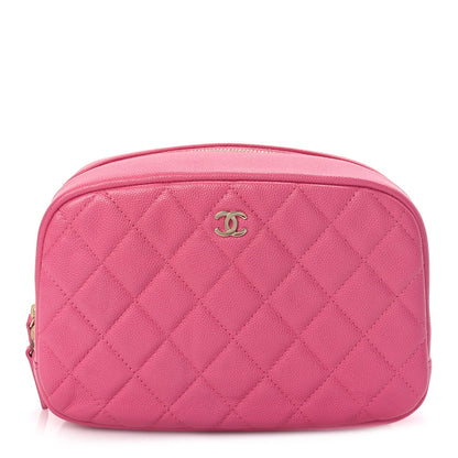 Chanel Caviar Quilted Medium Curvy Pouch Cosmetic Case Pink 1 of 8