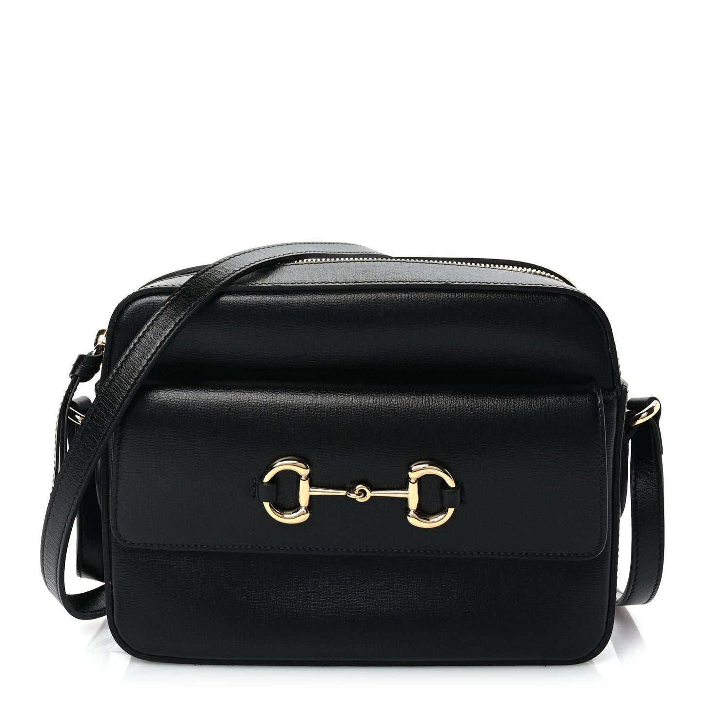 Textured Calfskin Small Horsebit 1955 Shoulder Bag Black