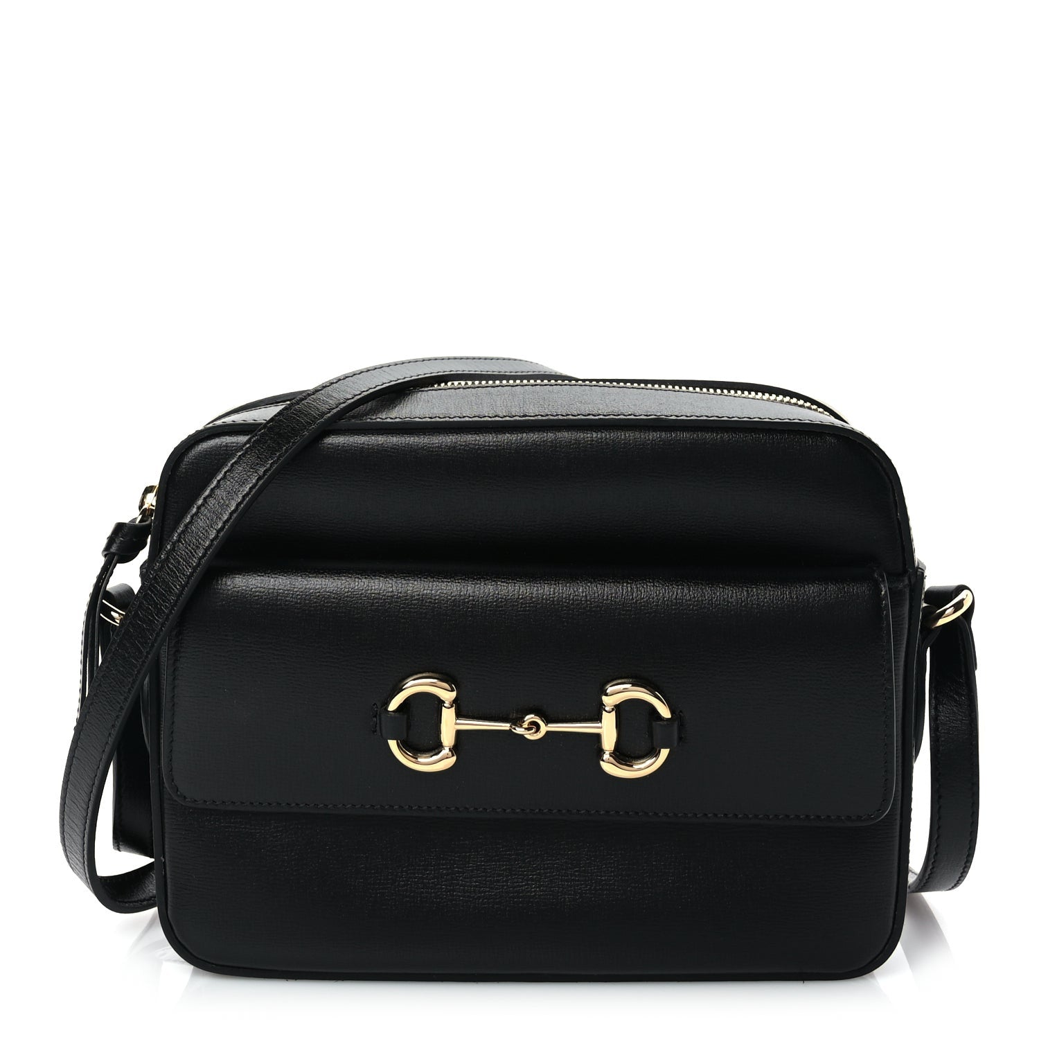 Gucci Textured Calfskin Small Horsebit 1955 Shoulder Bag Black 1 of 8