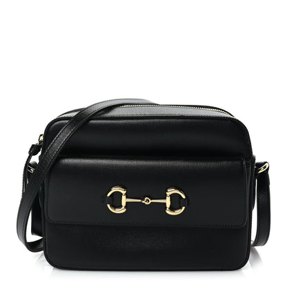 Gucci Textured Calfskin Small Horsebit 1955 Shoulder Bag Black 1 of 8