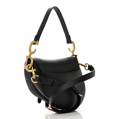 Christian Dior Grained Calfskin Saddle Bag With Strap Black 2 of 12