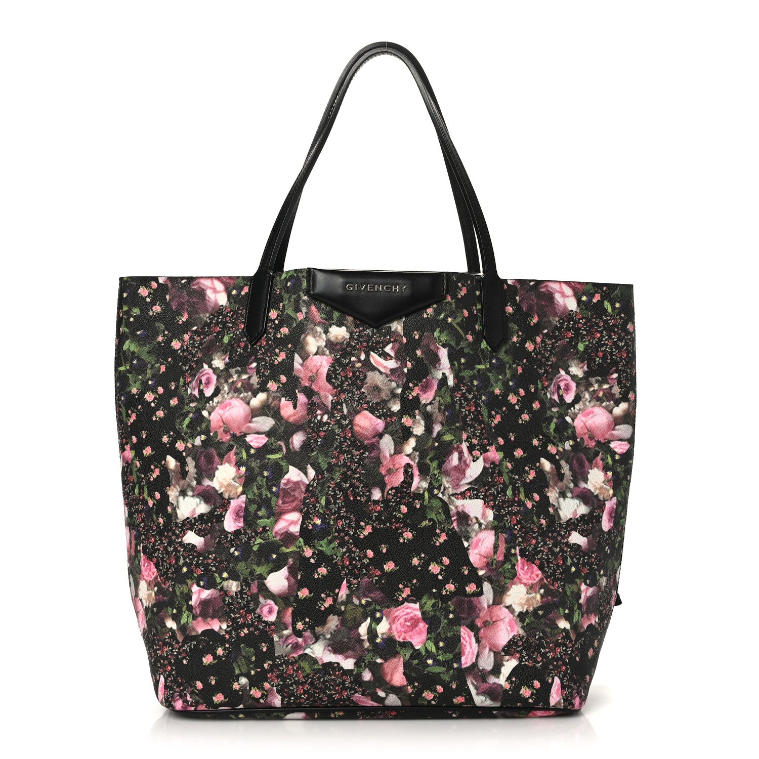 Givenchy Textured Coated Canvas Roses Camouflage Print Large Antigona Tote Black 2 of 9