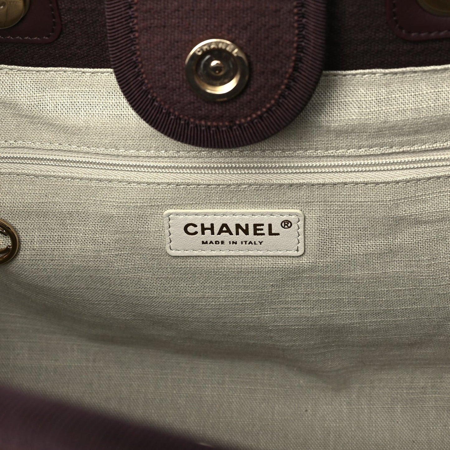 Mixed Fibers Calfskin Small Deauville Tote  Burgundy