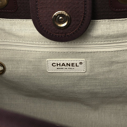 Chanel Mixed Fibers Calfskin Small Deauville Tote  Burgundy 5 of 9
