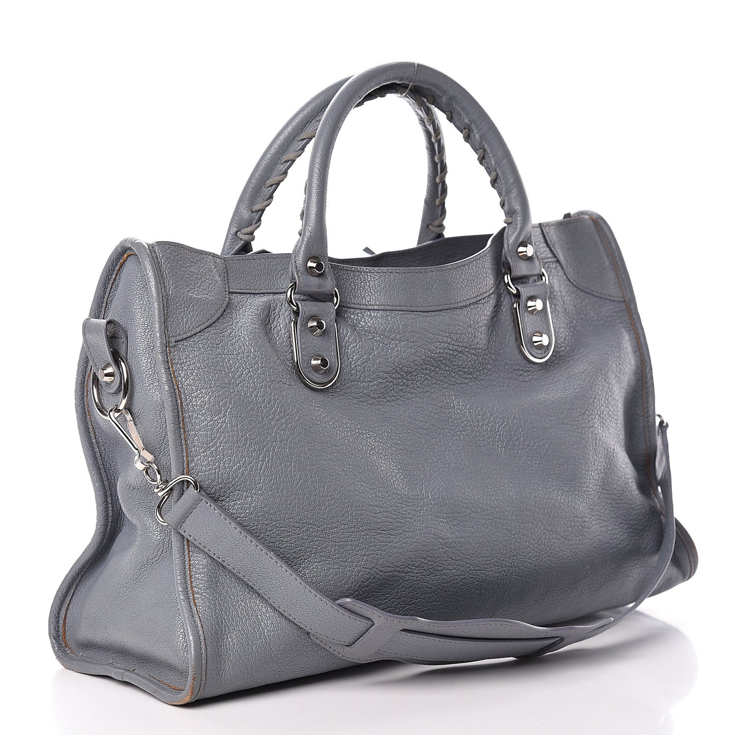 Chevre Silver Metallic Edge Hardware City Bleu Acier