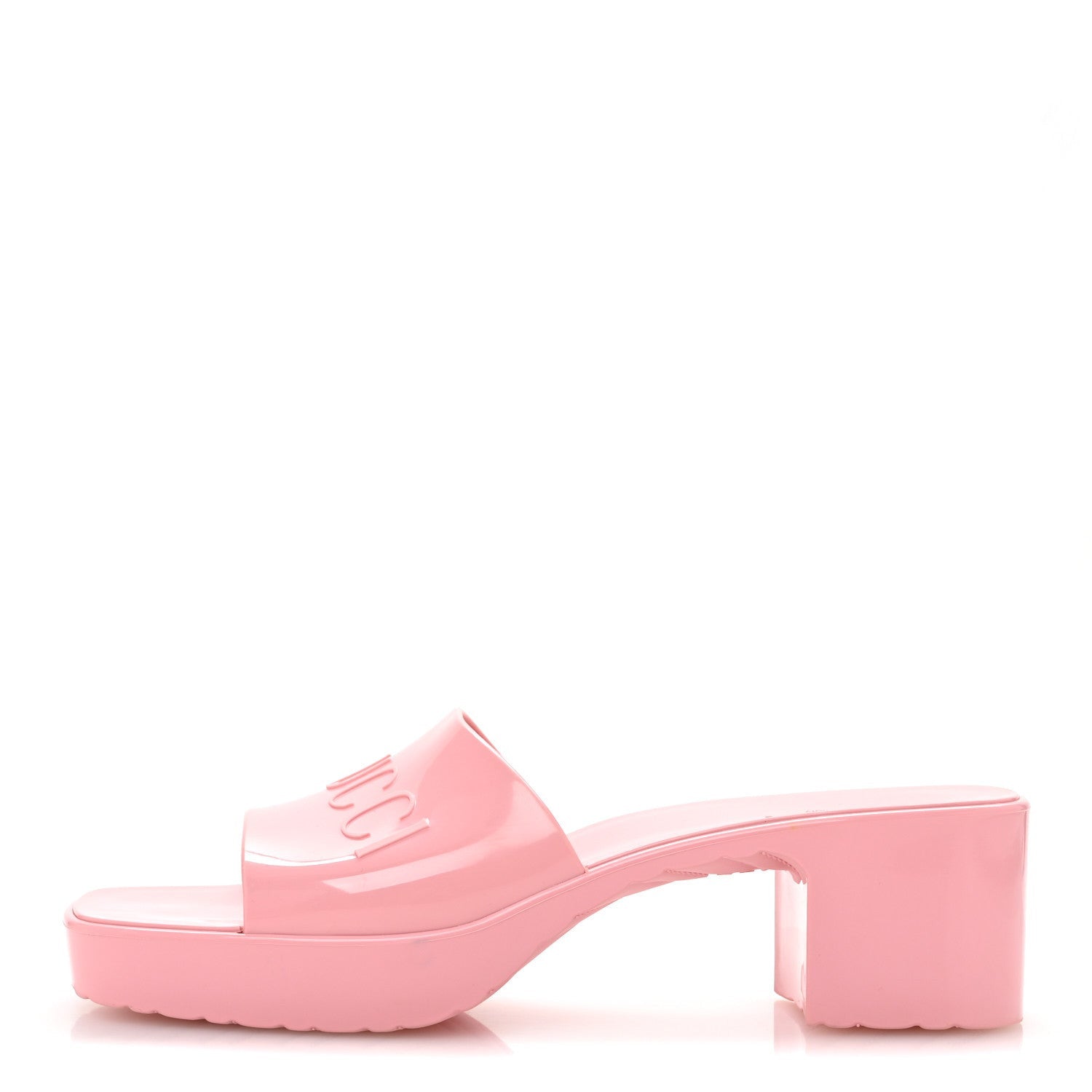 Gucci Rubber Logo Womens Platform 20/60mm Slide Sandals 39 Wild Rose 1 of 7