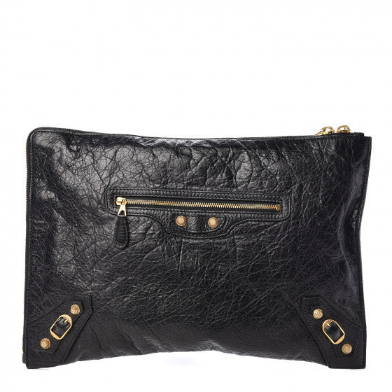 Balenciaga Agneau Giant 12 Gold Hardware Pouch Clutch Black 1 of 1