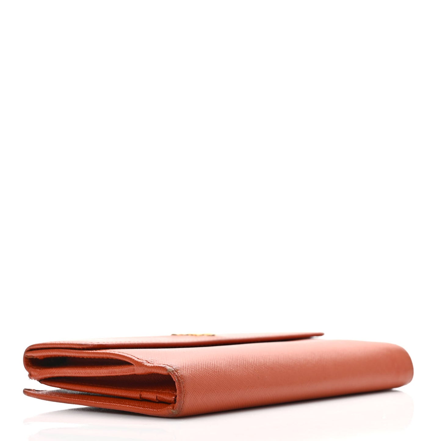 Saffiano Metal Large Compact Flap Wallet Papaya