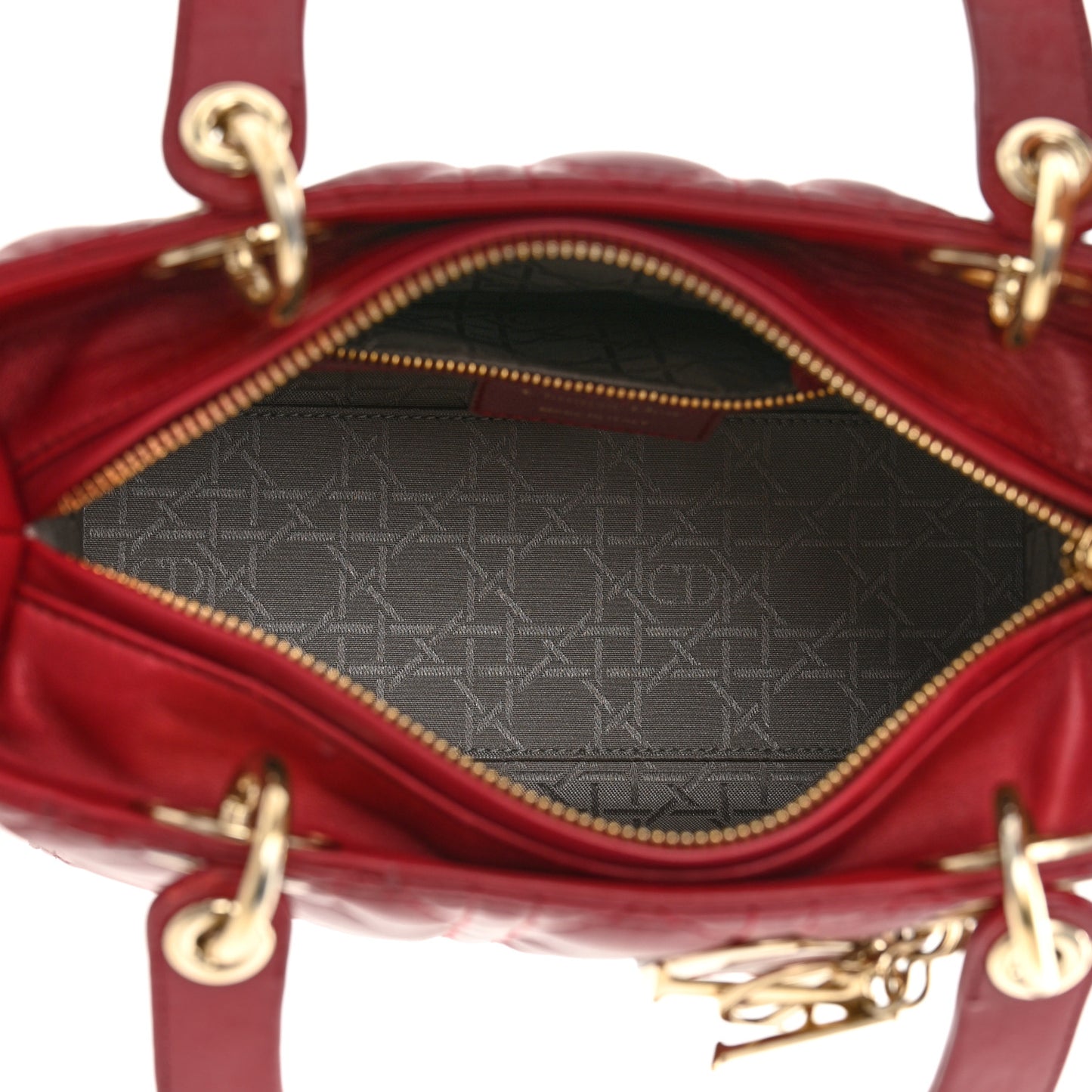 Lambskin Cannage Medium Lady Dior Red