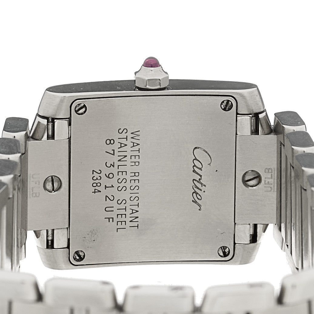 Stainless Steel Pink Mother of Pearl 20mm Tank Francaise Quartz Watch