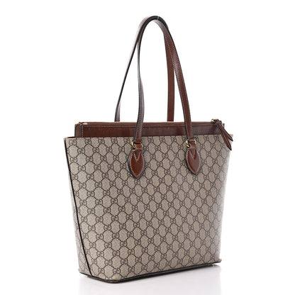 Gucci GG Supreme Monogram Medium Zippered Bucket Tote Beige Tuscany 3 of 25