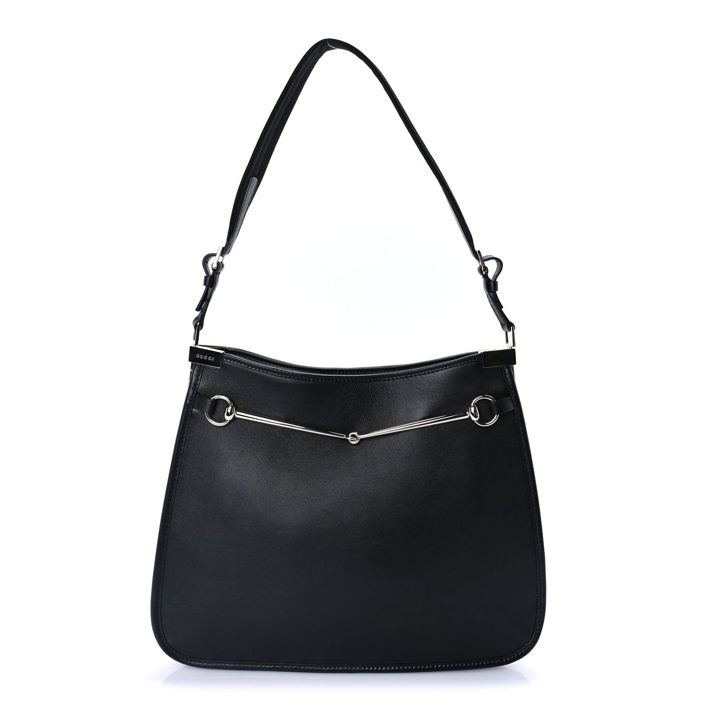 Calfskin Horsebit Slim Shoulder Bag Black