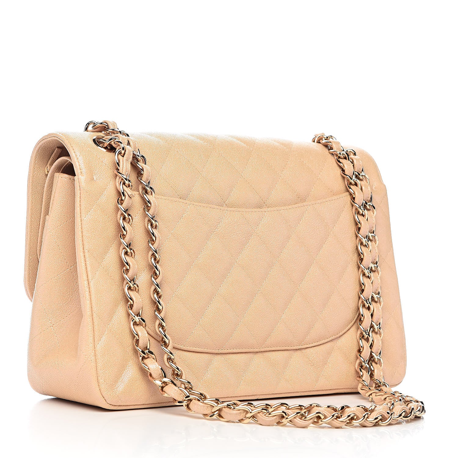 Chanel Iridescent Caviar Quilted Jumbo Double Flap Beige 3 of 11