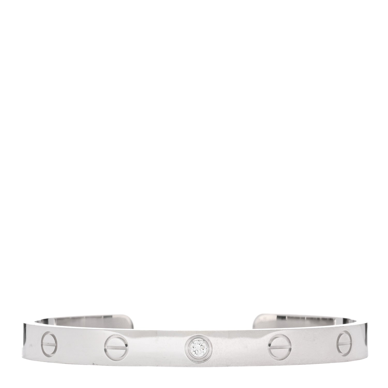 Cartier 18K White Gold 1 Diamond LOVE Cuff Bracelet 17 1 of 4