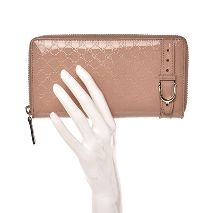 Gucci Patent Microguccissima Nice Zip Around Wallet Dark Cipria 2 of 10