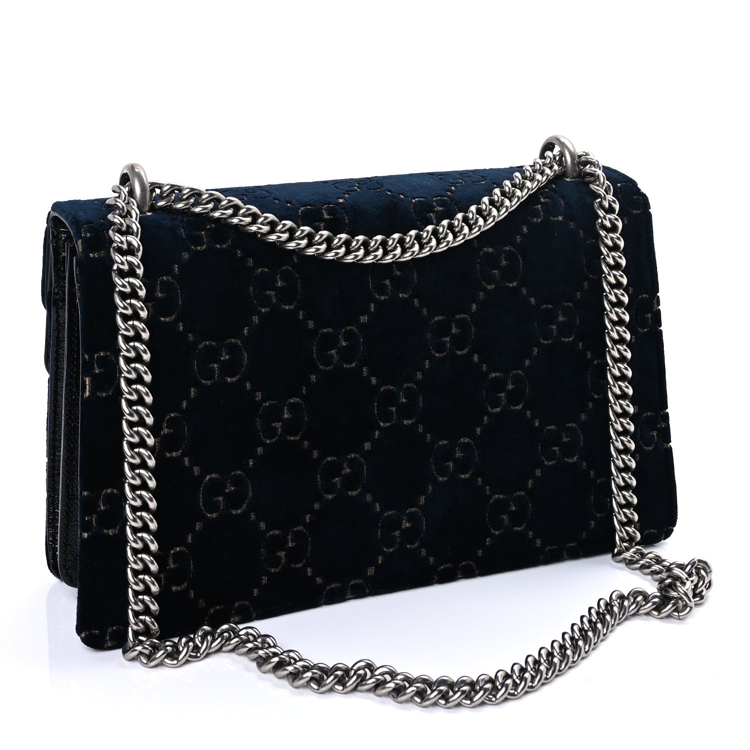 Gucci Velvet Skipper GG Monogram Small Dionysus Shoulder Bag  Blue Beige Black 2 of 8
