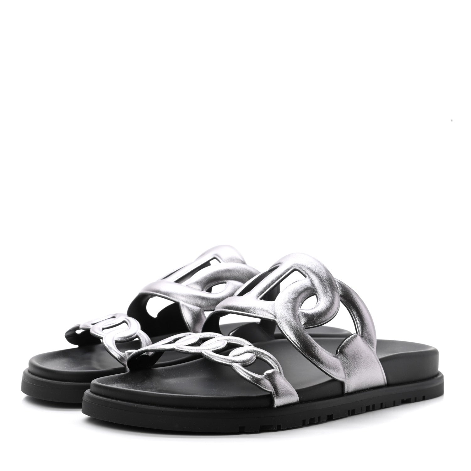 Hermes Nappa Extra Sandals 36.5 Gris Argent 3 of 8