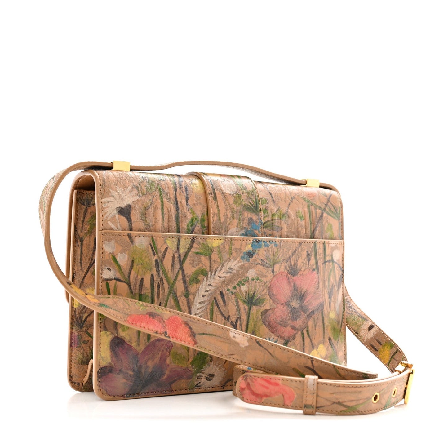 Calfskin Floral Printed 30 Montaigne Flap Bag Cuivre Multicolor