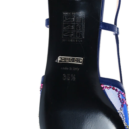 Gucci Tela Retino Nappa Charlotte Crystal GG Monogram Square G 35mm Slingback Pumps 35.5 Splash Net Blue Witch 7 of 7