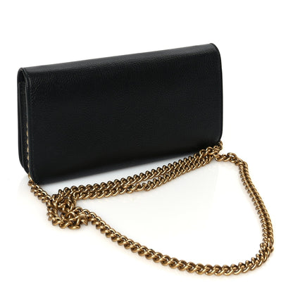 Balenciaga Grained Calfskin Logo Cash Phone Holder Wallet On Chain Black 2 of 8
