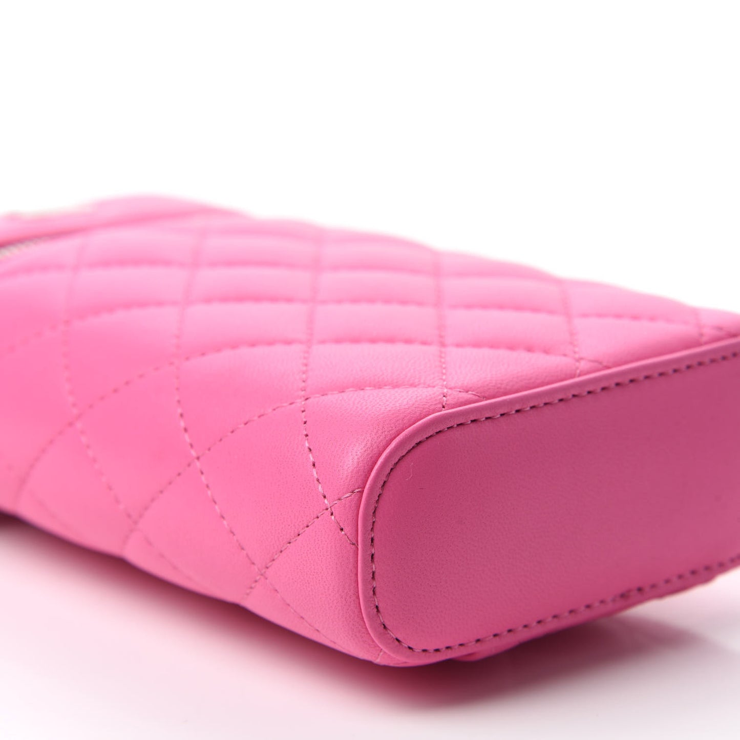 Lambskin Quilted Phone Holder With Chain Pink