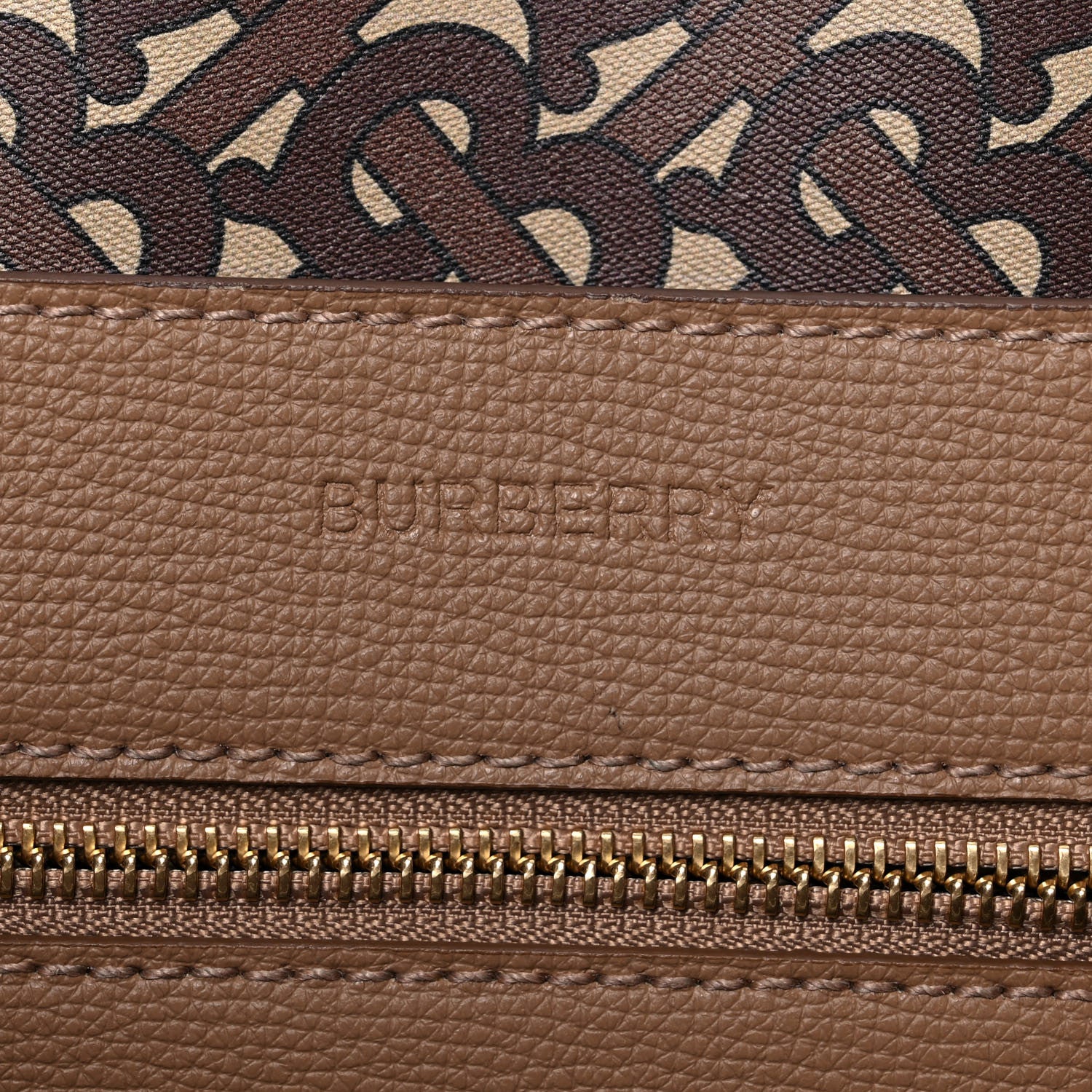 Burberry Calfskin TB Motif Embossed Medium Tote Camel 7 of 17