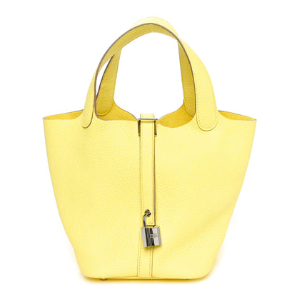 Hermes Taurillon Clemence Picotin Lock 18 PM Limoncello 1 of 9