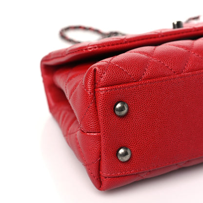 Chanel Caviar Quilted Mini Coco Handle Flap Red 9 of 10