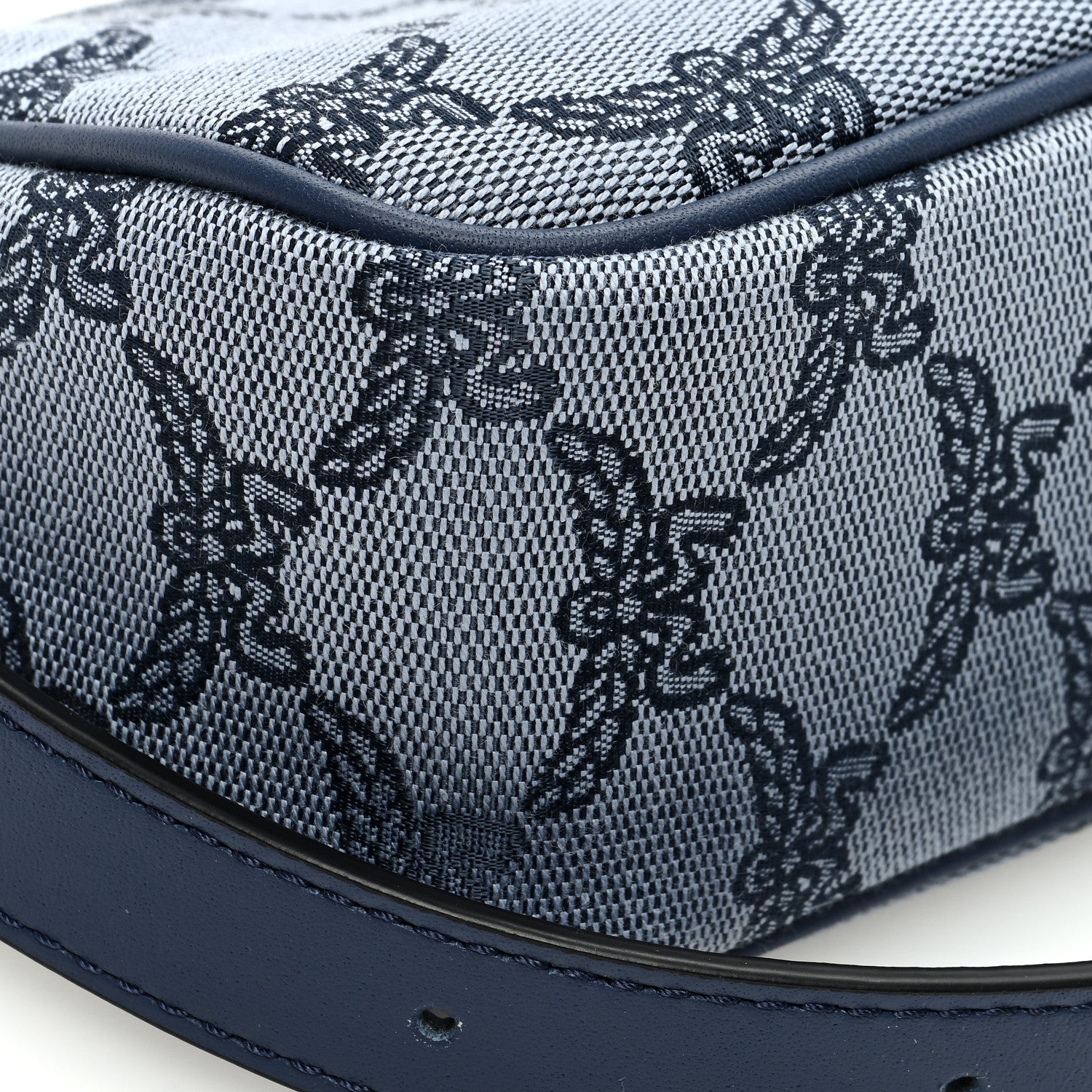 MCM Lauretos Jacquard Nappa Small Shoulder Bag Indigo 8 of 9