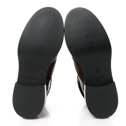 Louis Vuitton Calfskin Monogram Wonderland Flat Ranger Boots 37 Black 5 of 7