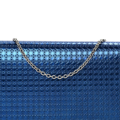 Christian Dior Metallic Patent Micro-Cannage Lady Dior Croisiere Chain Clutch  Blue 6 of 7