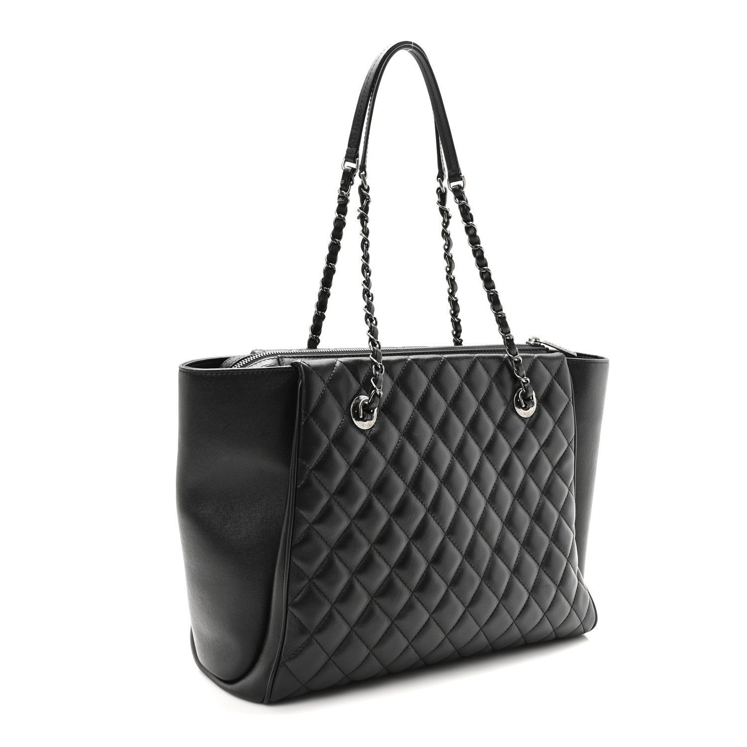 Chanel Lambskin Quilted Shopping Tote Black 3 of 7