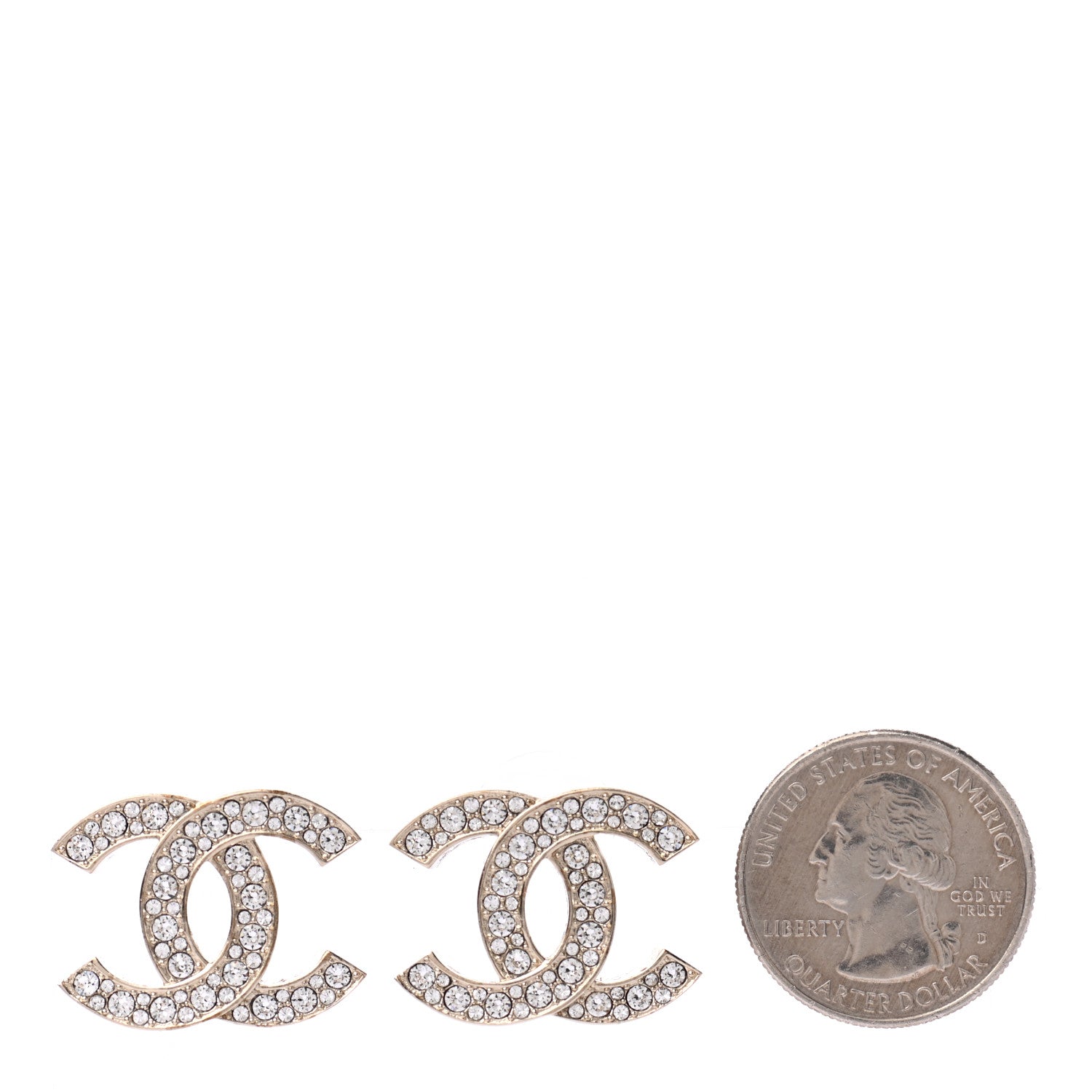 Chanel Crystal CC Earrings Light Gold 2 of 4