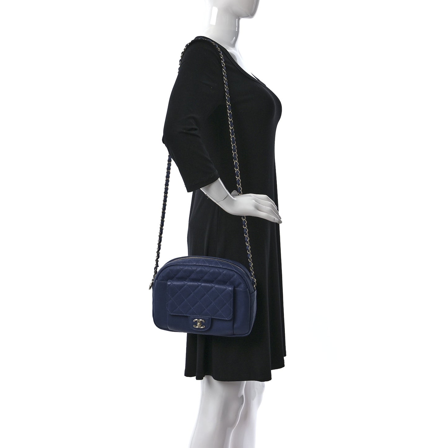 Caviar Quilted CC Day Camera Case Blue