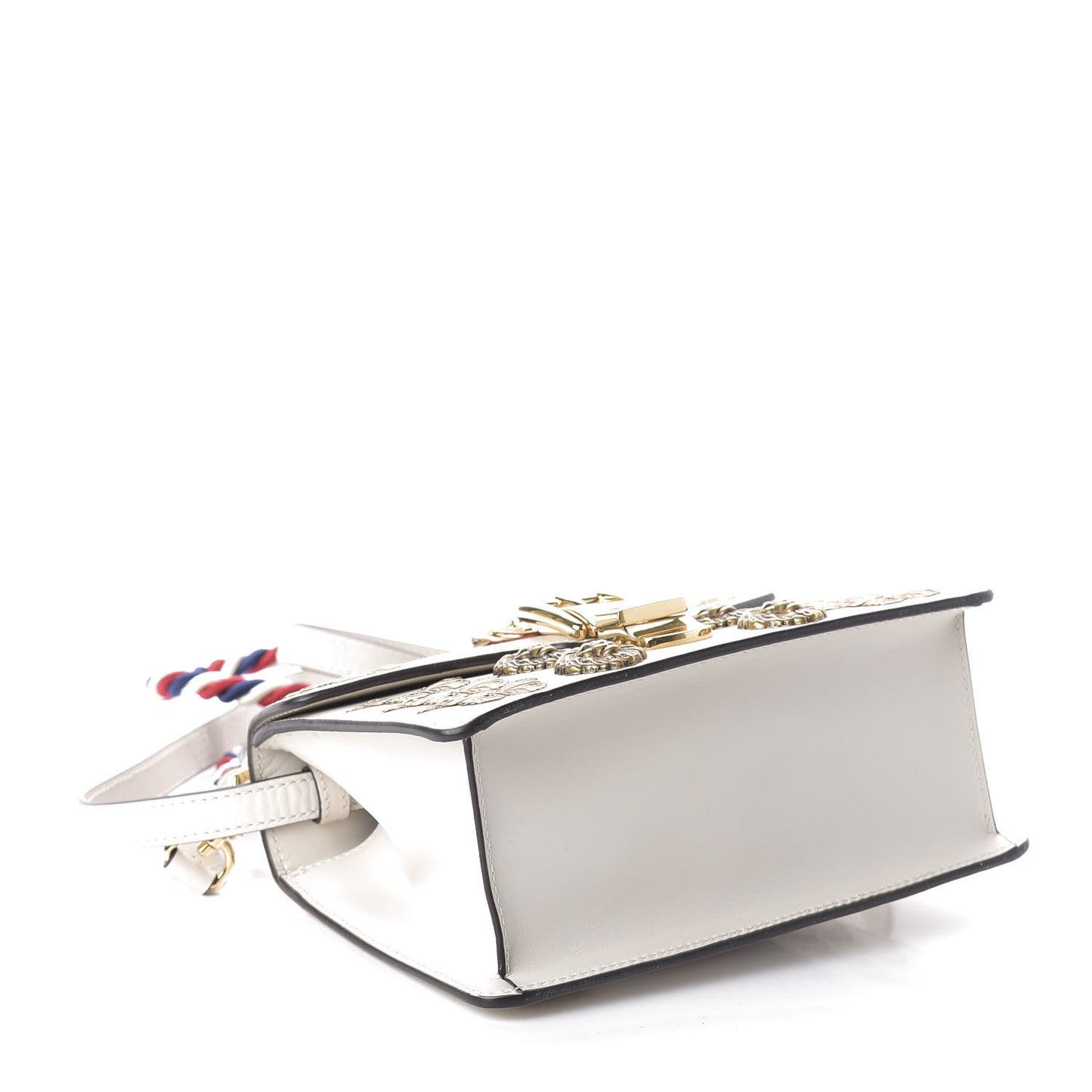 Calfskin Animal Studs Mini Sylvie Top Handle Bag White