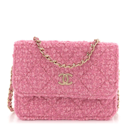 Chanel Tweed Quilted Flap Chain Waist Bag Pink 1 of 11