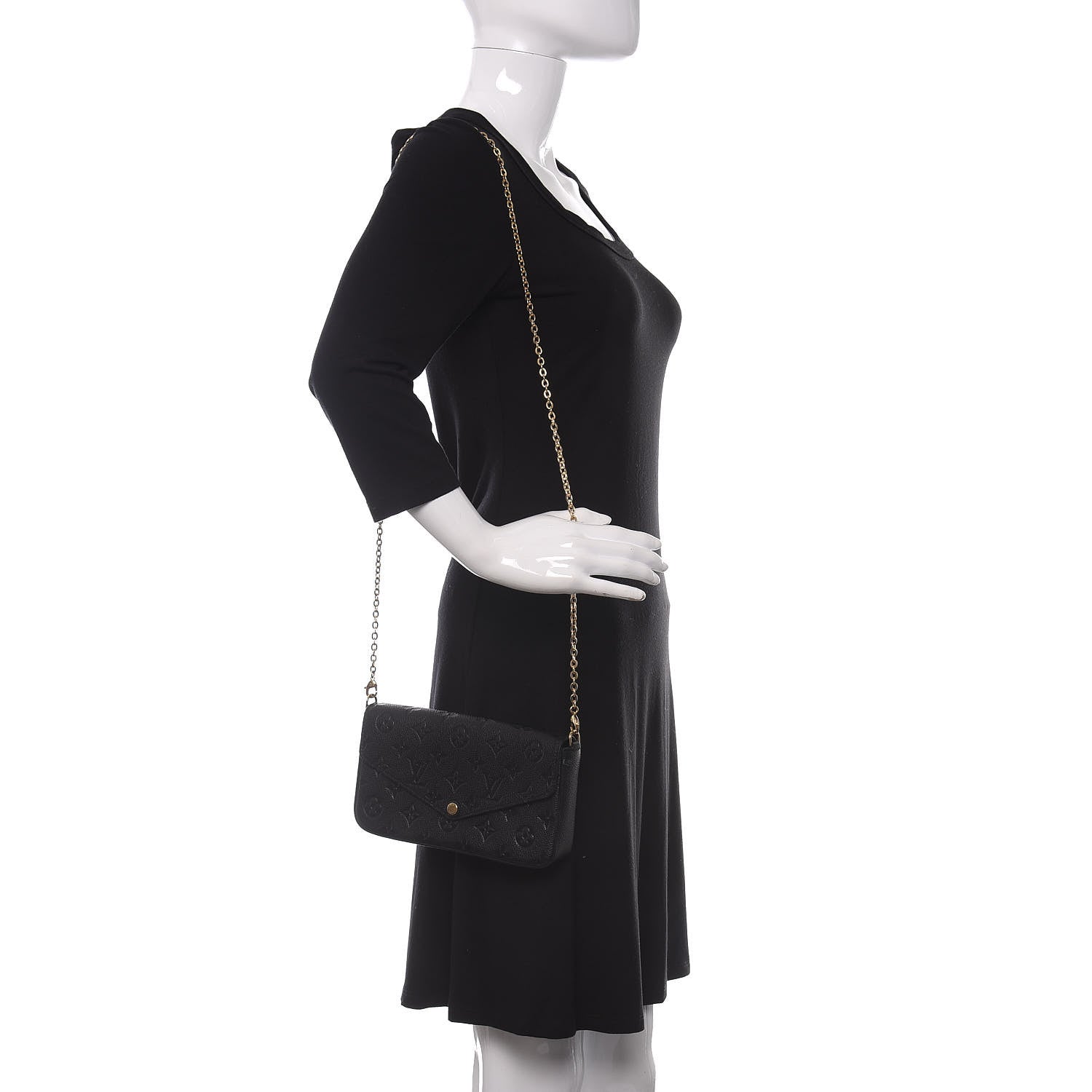 Louis Vuitton Empreinte Pochette Felicie Chain Wallet Black 2 of 13