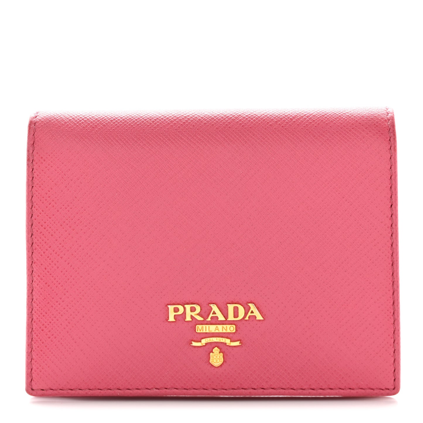 Saffiano Metal Compact Snap Bi-Fold Wallet Peonia